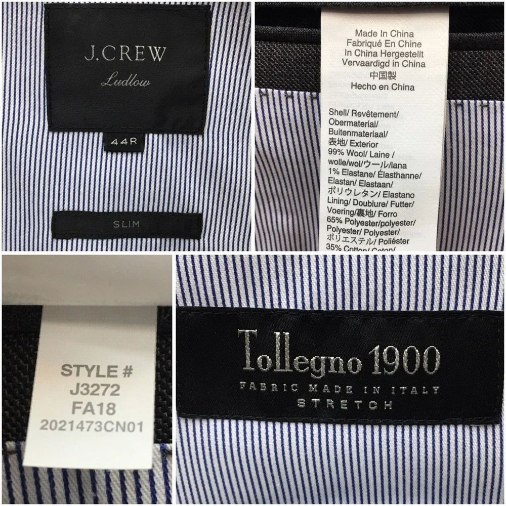 J CREW LUDLOW Men Wool Blazer Sport Coat Casual Jacket Size 44R Slim Fit Suit